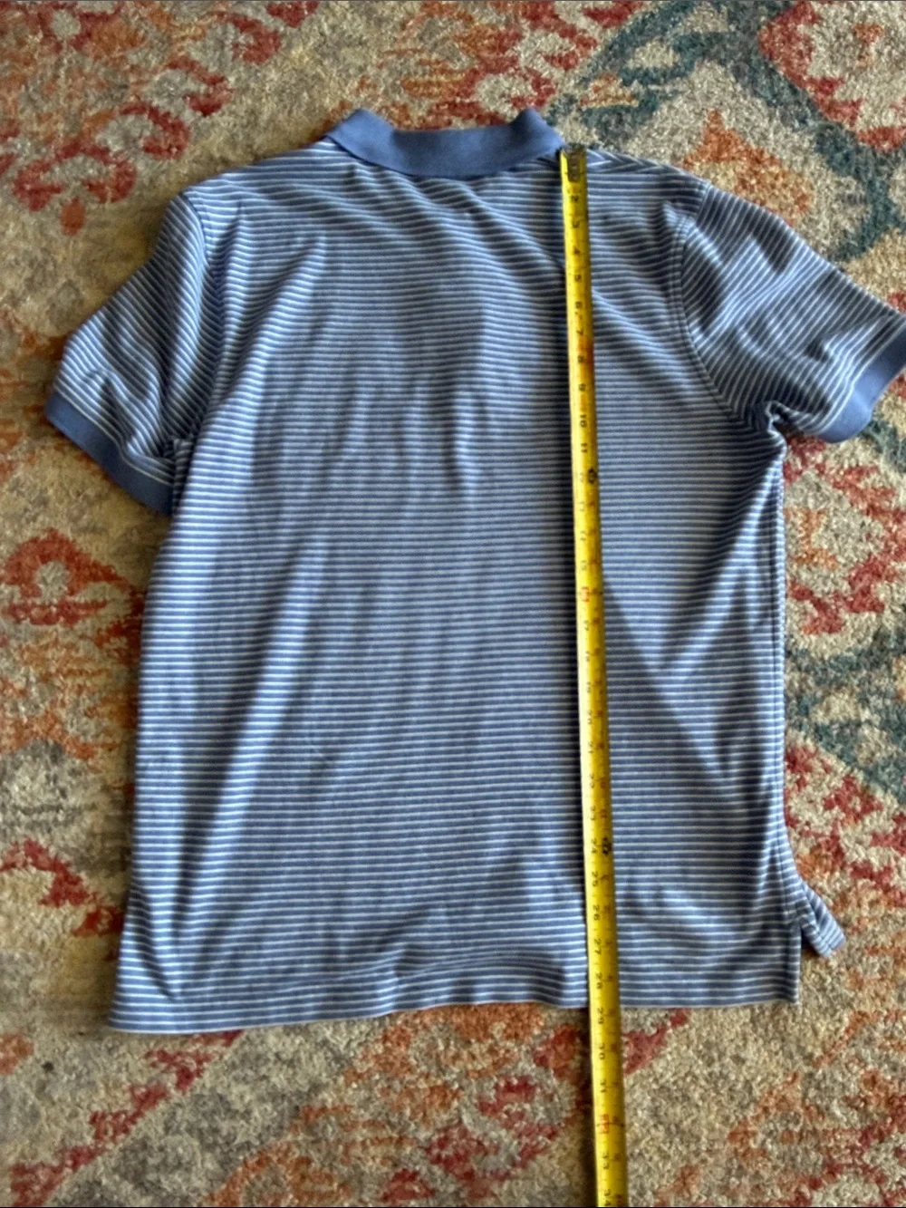 J. Crew Men's Blue Striped Stretched Pique Polo Shirt